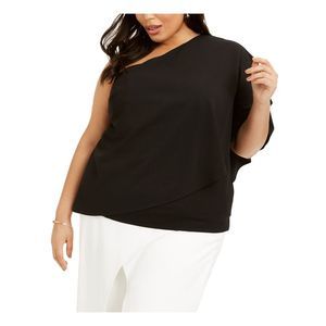 ADRIANNA PAPELL Womens Sleeveless Asymmetrical Neckline Top